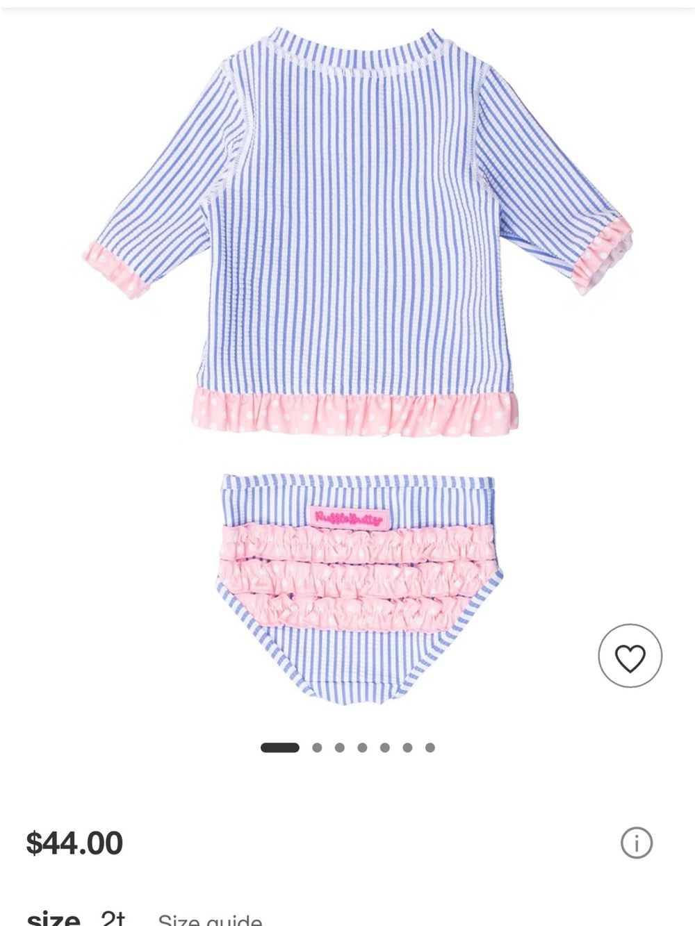 Ruffle Butts Blue and Pink Striped Girls Rash Guard Set - Picture 2 of 4
